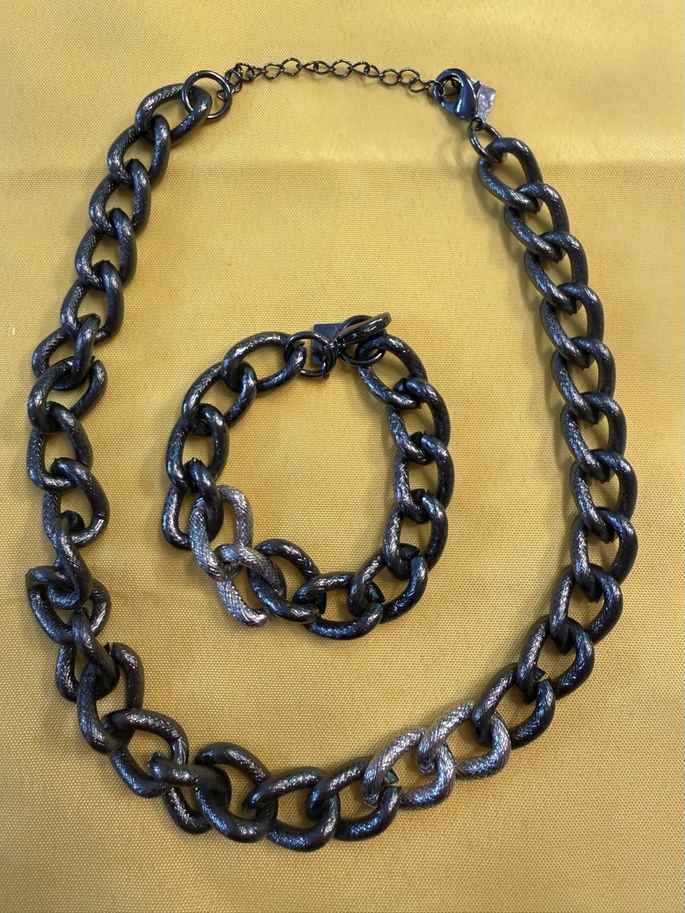 Park Lane Chunky Gunmetal Chain Necklace & Bracelet Set